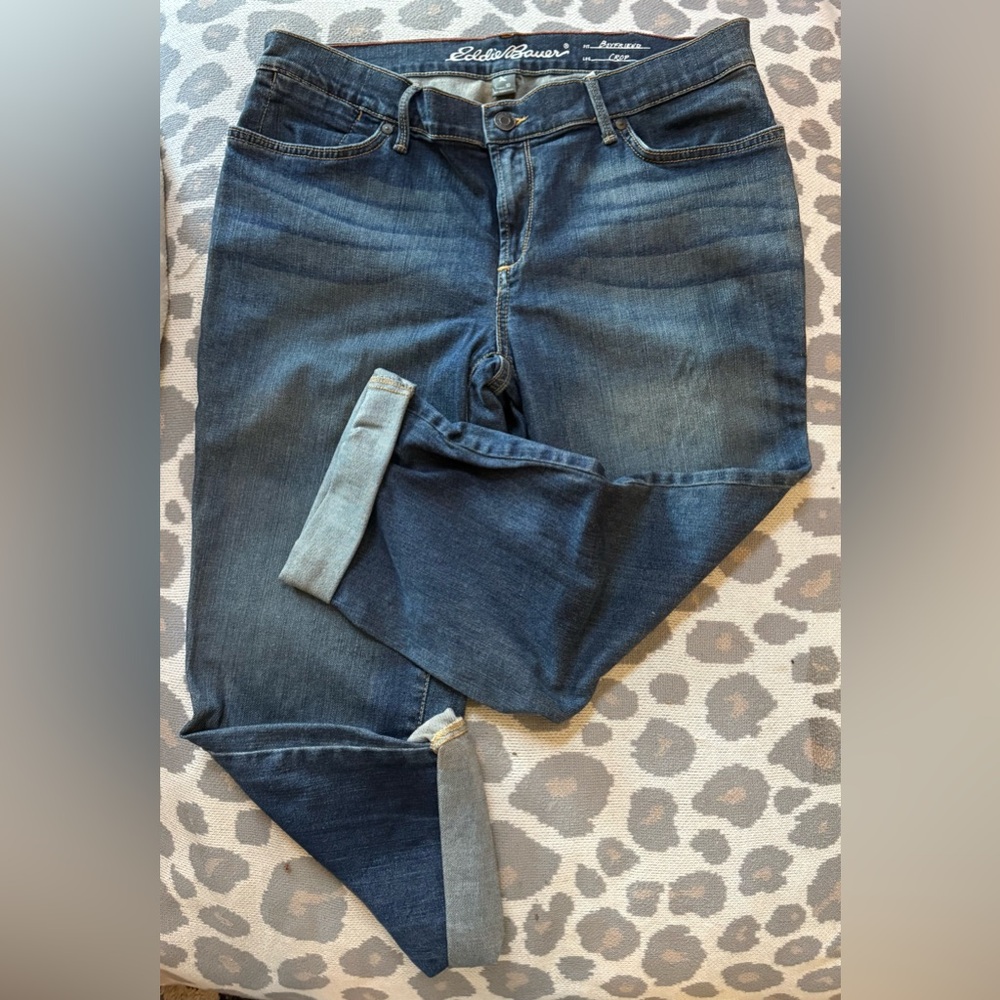 Eddie Bauer Dark Blue Boyfriend Crop Jeans